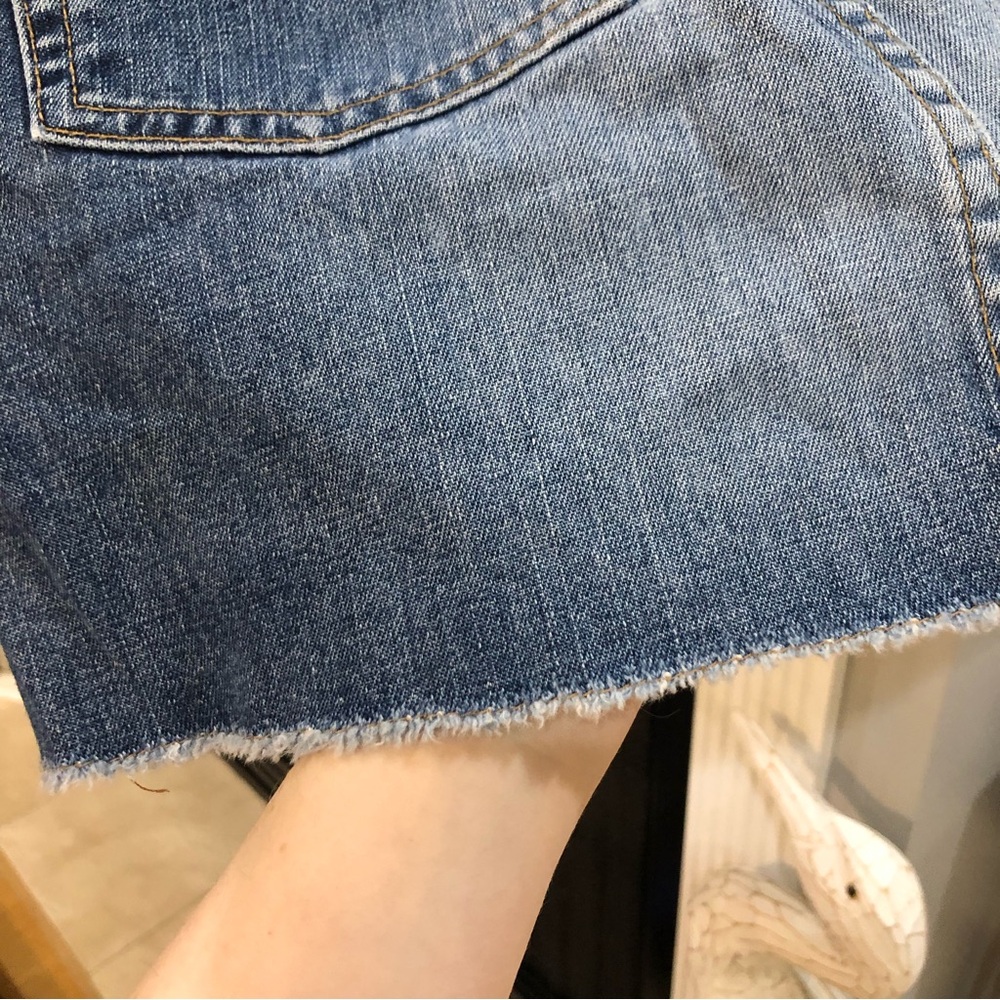 VINTAGE Y2K American Eagle Outfitters Frayed Denim Jean Mini Skirt - Picture 3 of 5